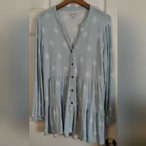 Wonderly Baby Doll Style Button Down Blouse